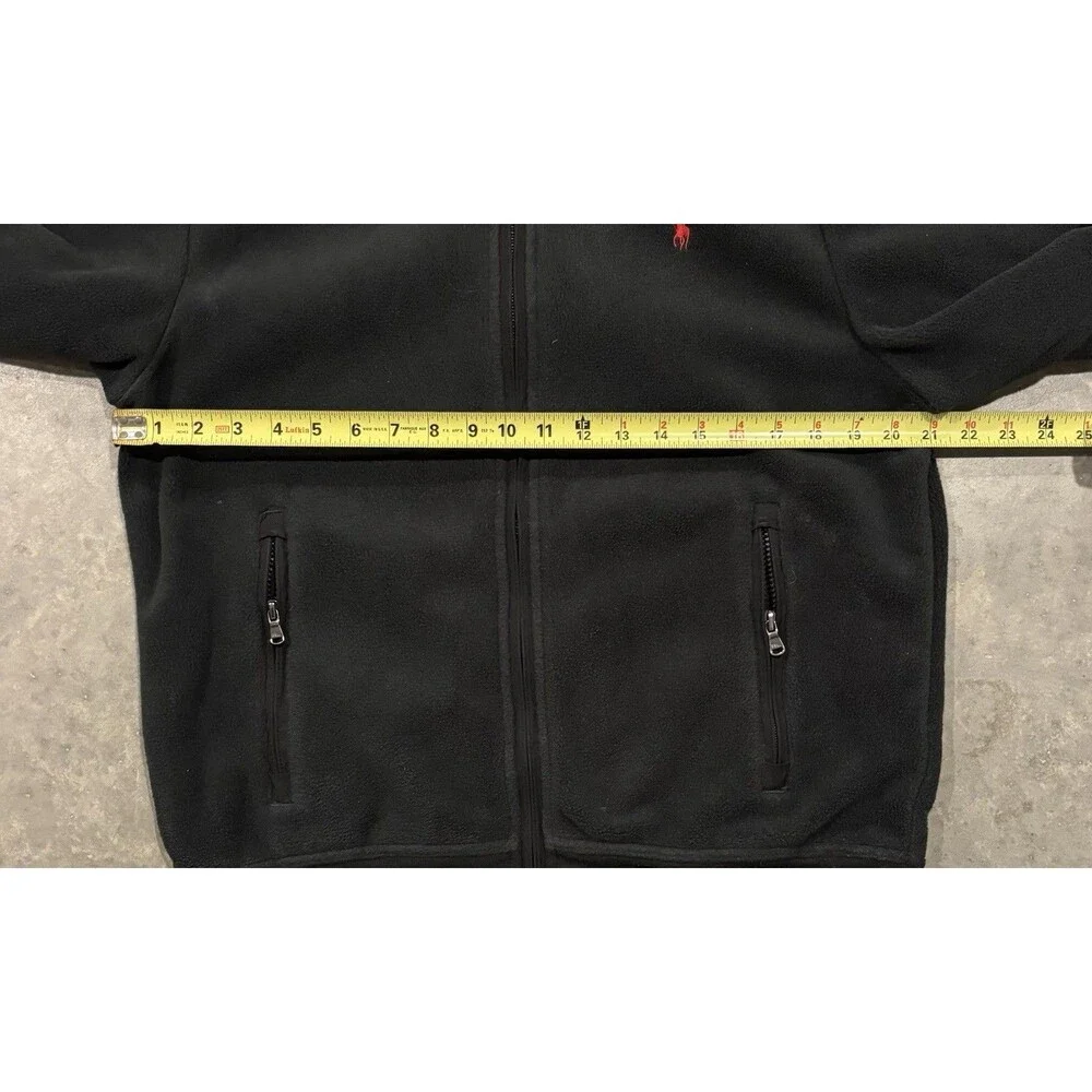 Polo Ralph Lauren Fleece Jacket Mens L Black Performance Full Zip Hidden Hood